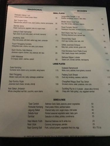 Merah Putih's menu